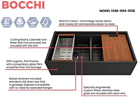 BOCCHI Contempo Workstation Apron Front Step Rim Fireclay 36 in. Double Bowl Kitchen Sink with Accessories in Matte Black - Image 3