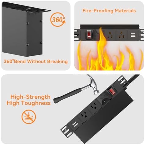 10 inch Rack PDU, 1U 6 Outlets(2 in Front, 4 in Back) Surge Protected,14AWG - Image 6