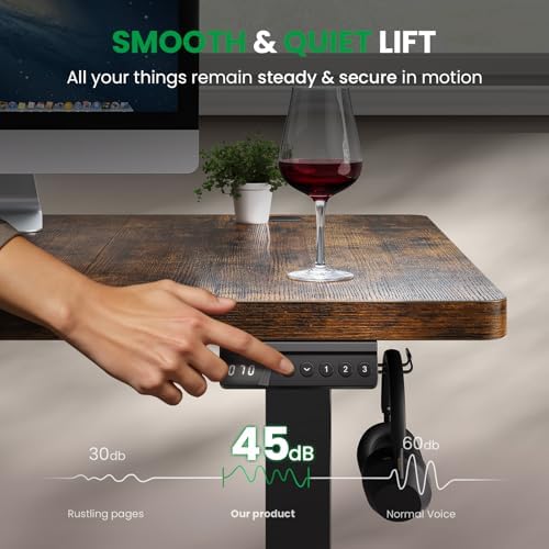 Brown 60x28 in Electric Standing Desk, 1 Inch Thick Tabletop - Image 5