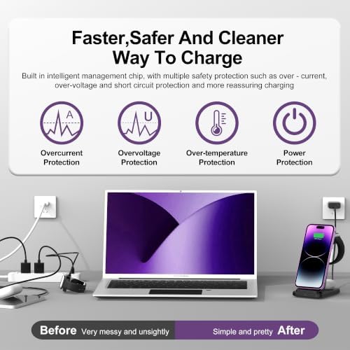 3 in 1 Wireless Charging Station, Fast Wireless Charger for iPhone 17 16 15 14 13 12 Pro Max Plus Air, Charger Stand for iWatch 11 10 9 8 7 6 5 4 3 2 Ultra SE, for Airpods 4 3 2 Pro Black - Image 4