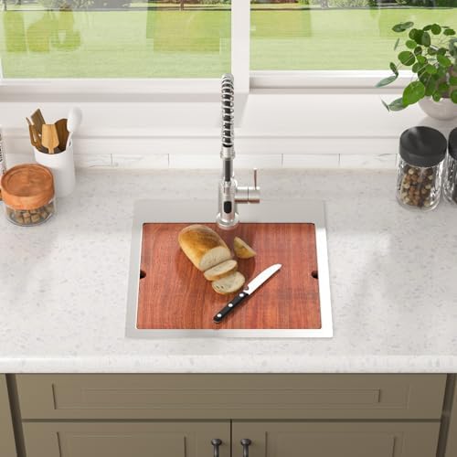 Lordear Stainless Steel Bar Sink 18 Inch Drop In Kitchen Sinks 16 Gauge SUS304 Prep Bar Sink RV Wet Small Kitchen Sinks Indoor Outdoor 18x18x9 Inch - Image 2