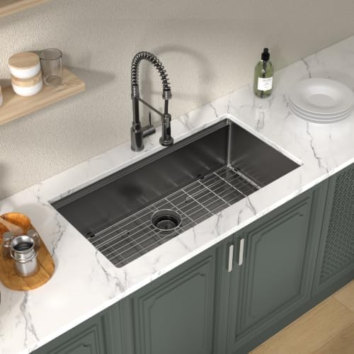 Lordear 36 Inch Black Undermount Kitchen Sink Workstation SUS304 16 Gauge - Image 3
