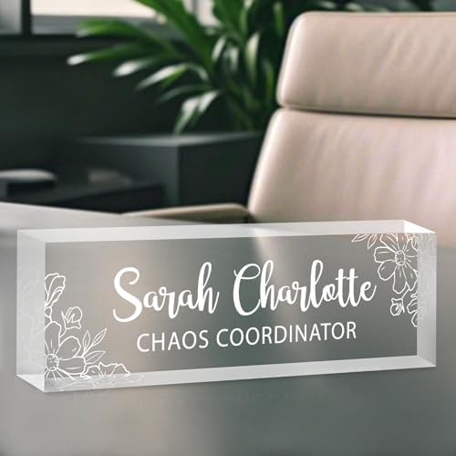 Custom Office Name Plate for Desk - Name Plate Personalized Gifts for Coworkers, Boss, Teacher, Social Worker - Acrylic Office Desk Decor for Women Men - Employee Appreciation Gifts (white 2) by EveryBaositycraftsgiftisone-of-a-kind%E2%80%94exclusivelycraftedforyou
