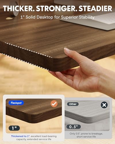 FLEXISPOT EN1 48"x24" One-Piece Standing Desk, Black Walnut - Image 3