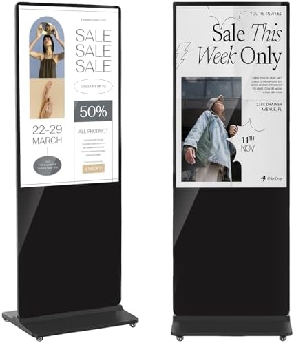 49 inch Indoor Digital Signage LCD Screen IPS Floor Standing Digital Kiosks Interactive Displays with WiFi HDMI/USB Input Auto AD Player,Android OS Black by Homepage