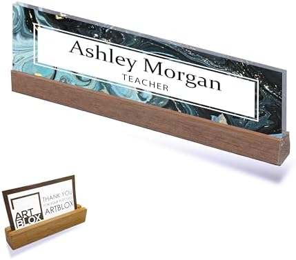 ARTBLOX Personalized Acrylic Desk Name Plate with Business Card Holder - Image 2