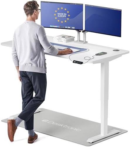 Desktronic HomePro Standing Desk 60x30 — Made in Europe, Ergonomic Sit Stand Home Office Desk, Electric Height Adjustable, Dual Motor, USB & USB-C Charging, Wobble-Free, Touchscreen, 3 Memory Presets by Desktronic