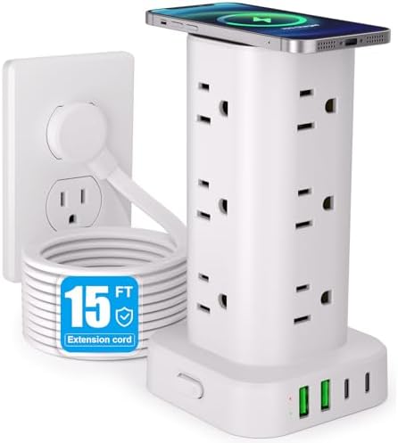 Power Strip Tower with Wireless Charger,Surge Protector with 12 Outlets by Unknown