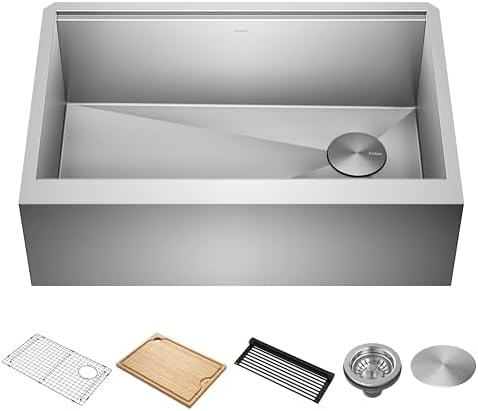 Kraus Kore 30-Inch Farmhouse Workstation with In Sink Dish Drying Rack, Stainless Steel Kitchen Sink, KWF410-30 - Image 4