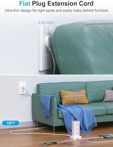 Power Strip Tower with Wireless Charger,Surge Protector with 12 Outlets - Image 3