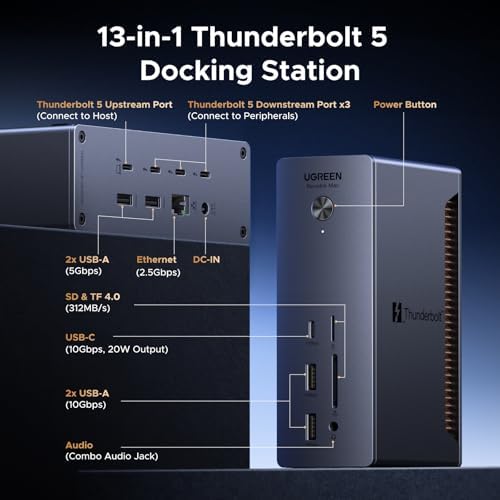 UGREEN Maxidok Thunderbolt 5 Docking Station, Triple 4K@60Hz, 4xTBT5 Port - Image 2