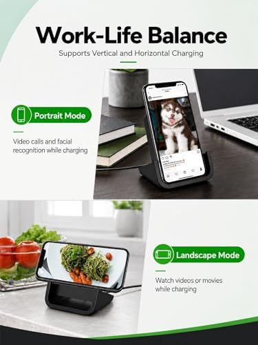 Wireless Charger YUWISS Wireless Charging Stand Cordless Charger 10/7.5/5W Compatible with iPhone 14 13 12/12 /11Pro Max/XR/XS Max/XS/X/8/8Plus Galaxy S22/S21/S9/S9+/S8/S8+ Note - Image 4