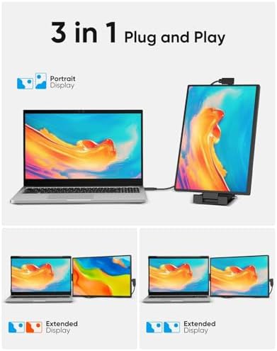 Dopesplay Laptop Screen Extender, 14" FHD 1200P IPS External Portable Monitor for Laptop, Plug & Play Dual Screen Monitor for 14"-17" Laptops, Compatible with Mac, Wins, Chrome, Android, Dex - Image 6