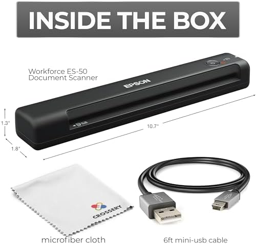 Workforce Es-50 Portable Document Scanner for Laptop - Complete Bundle for Pc and Mac – Best Travel Photo Scanner, with Feeder, Wireless, Mobile Friendly, Mini USB Cable Included (Renewed) - Image 7