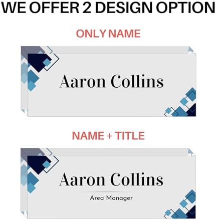 Customized Clear Acrylic Thick 8x3" Desk Name Plate Block with Personalized Logo - Professional Office Decor - Customized Acrylic Plate Gift for Teacher Co-workers (Elegant Squares) - Image 2