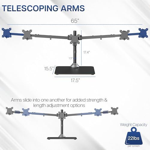 VIVO Black Triple Monitor Desk Stand, Up to 38 in Ultrawides, STAND-TS03F - Image 3