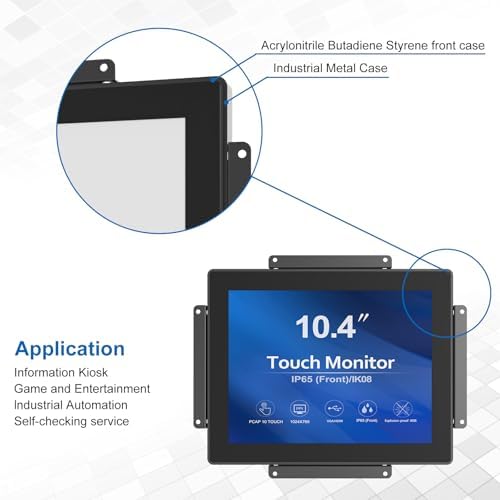 GreenTouch 10.4 inch High Brightness 1000 Nits Front Waterproof Industrial Open Frame PCAP Touch Screen LCD Display Monitor 1024x768 Black - Image 5