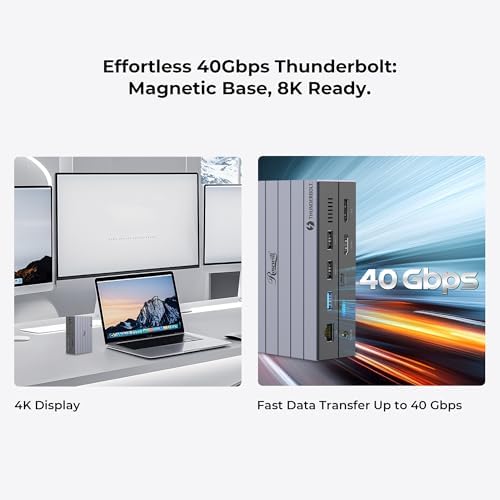 Rosewill 14-in-1 Thunderbolt 4 Certified, Laptop Docking Station with 100W Charging, 8K Display, Triple 4K Monitor Display for Windows and Mac, 135W Power Adapter & 40Gbps Data Transfer - RHUB-TB14 - Image 3