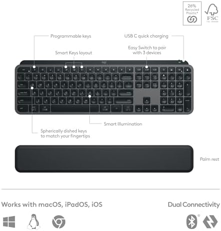 Logitech MX Keys S Combo Performance Wireless Keyboard and Mouse - Graphite - Image 6