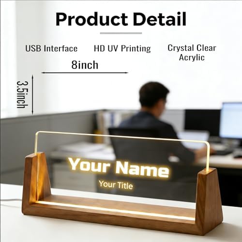 Custom Desk Name Plate,Light Up Acrylic Office Sign, Personalized Gift for Boss Coworker Teacher, Employee Appreciation Award, Home Office Decor - Image 5