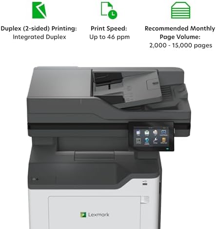 Lexmark MX532adwe Monochrome Laser All-in-One Printer, Integrated Duplex, Energy Star, 4.3-inch Color Touch Screen, Print Speed: Up to 46 ppm, Rec. Monthly Page Volume: 2,000-15,000 Pages(38S0820) - Image 5