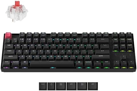 Keychron K8 Version 2 TKL Custom Wireless Mechanical Keyboard, QMK Programmable Bluetooth 5.2/Wired, RGB Backlit with Shine-Through PBT Keycaps, Super Red Switch for Mac Windows Linux by Keychron