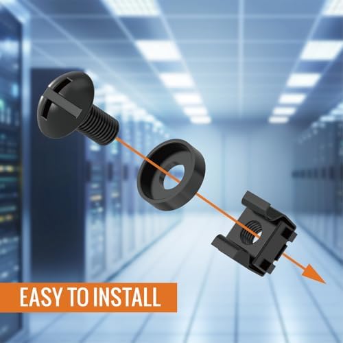 Tecmojo Rack Mount Screws Kit 50 Pack - M6 Rack Mount Cage Nuts, Screws and Washers, for Network Racks, Enclosures and Server Cabinets, Square Installation - Image 5