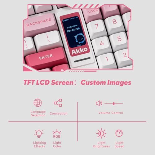 Akko 5098B Wireless Gaming Keyboard with Screen, Prunus Lannesiana Hot-Swappable Full Size Mechanical Keyboard with Scroll Wheel, Numberpad, RGB Gasket Keyboard, Piano Pre Lubed Switch - Image 2