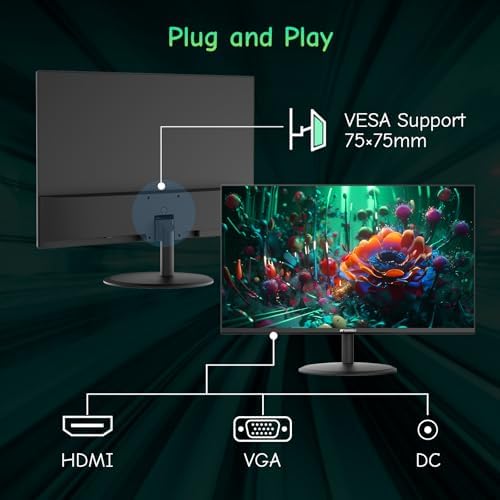 SANSUI Computer Monitor 24 inch Eye Care FHD 1080P Display HDMI,VGA Ports with 178° Viewing Angle/Frame-Less/Tilt/VESA Compatible for Office and Home - Image 5