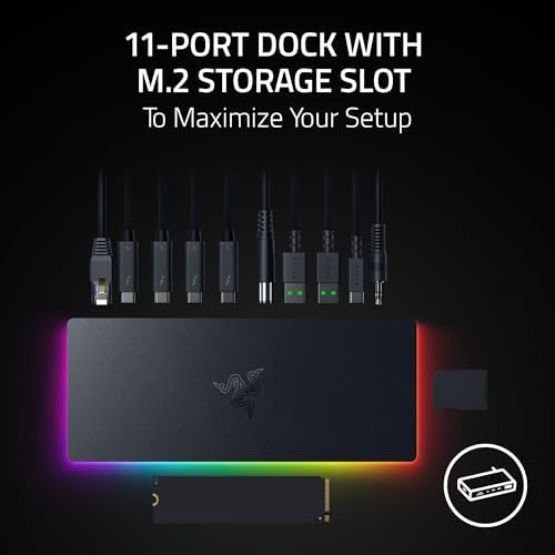 Razer Thunderbolt 5 Dock Chroma, 11 Ports + M.2 SSD Slot, Black - Image 4