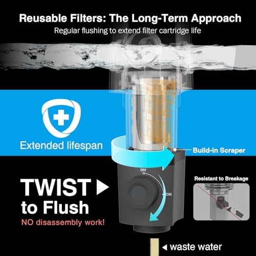Frizzlife Spin Down Sediment Water Filter, 40/100 Micron,Built-in Scraper - Image 4