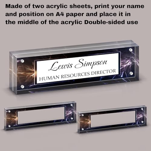 Desk Name Plate Personalized, Desk Double sided pattern Name Plate Personalized Office Desk Decor for Women and Men, Teacher Nurse Boss Employee Appreciation Gifts (black, fixed pattern) - Image 3
