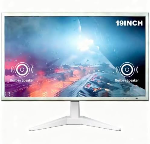19-inch Full HD 75Hz Compact Slim Laptop Monitor, White, with Audio, for PCs and Desktops, HD 1440 x 900p, Anti-Glare, LED Display, VGA/HDMI Ports by YOTETION