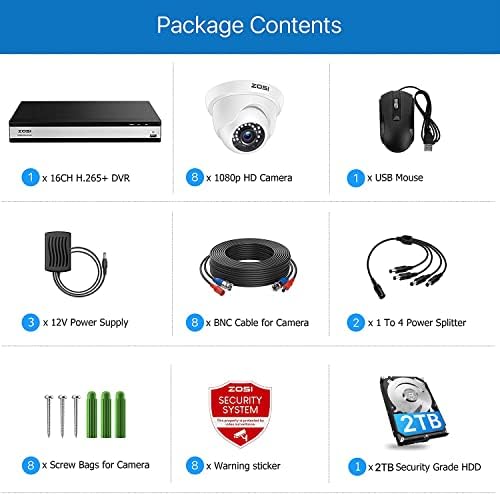ZOSI 3K Lite 16CH Security Camera System, 8 X 2MP Cameras, 2TB HDD - Image 2