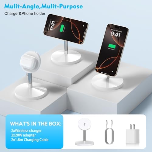 Magnetic Wireless Charger iPhone Charger Stand 2Pack Fast Stand Magnet Pad - Image 5