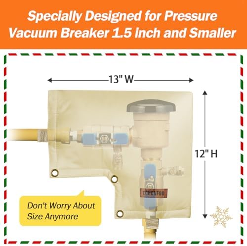 Backflow Preventer Insulation Cover for Vacuum Breaker, 13"W x 12"H, Beige - Image 2