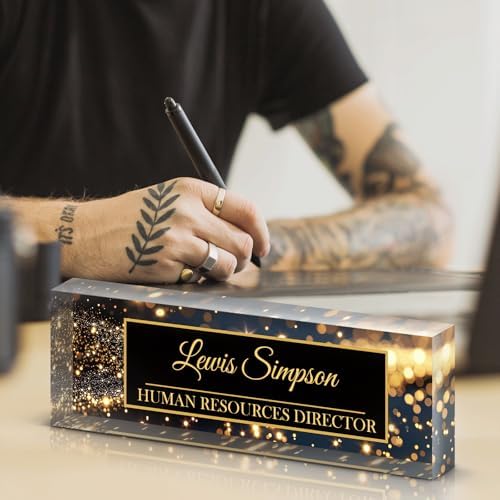 Desk Name Plate Personalized, Desk Double sided pattern Name Plate Personalized Office Desk Decor for Women and Men, Teacher Nurse Boss Employee Appreciation Gifts (starry sky, Customized) - Image 2
