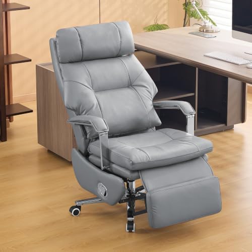 HUBSON 360° Swivel Big and Tall Faux Leather Executive Office Chairs, Grey by HUBSON