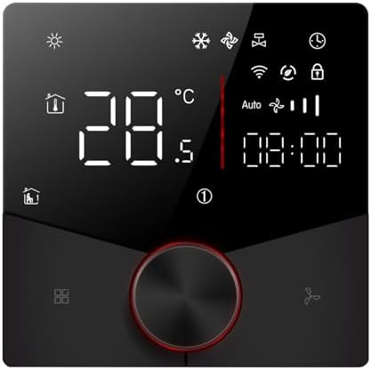 WALFRONT Smart Thermostat WiFi Enabled Digital Thermostat Programmable with LED Panel RS485 Interface 2 Color LED Knob 12.4mm Slim Design for Central Air Conditioning Cooling (Black) - Image 6