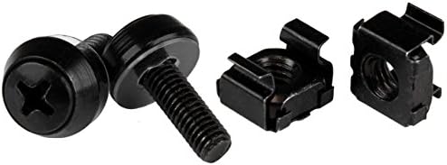StarTech 50-Pack 10-32 12mm Screws & Cage Nuts Kit with Tool, TAA, Black by StarTech