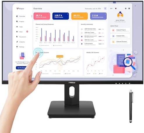 FYHXele 27 Inch Touchscreen Monitor, IPS FHD 1080P Touch PC Display, 75Hz, LED Backlit Multi-Touch Monitor, VESA, HDMI & VGA & USB Computer Touch Screen for Gaming, Business, Warehouse, Bar, Gym by FYHXele-ViewMoreCareLess