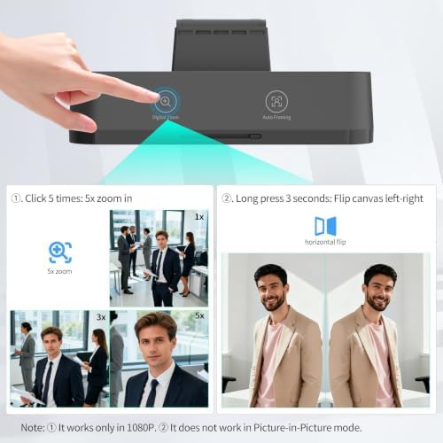 4K Webcam for PC, 8MP USB Webcam with Dual Noise-reducing Microphones, Picture-in-picture, Auto Framing, 5X Zoom, 92° Wide FOV, Auto Light Correction, Perfect for Conference, Video Callings, Streaming - Image 4