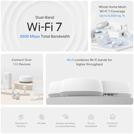 TP-Link Deco 7 BE23 Dual-Band BE3600 WiFi 7 Mesh Wi-Fi System, 3-Pack - Image 3