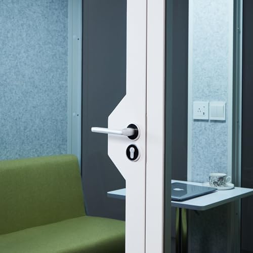 GEARONIC Mobile Office Pod Booth, Sound Proof Office Pod Booth with Mobile Roller, Larger Space for 2-4 People, LED Lighting System,Fans and AC USB Ports（White-Grey） - Image 5