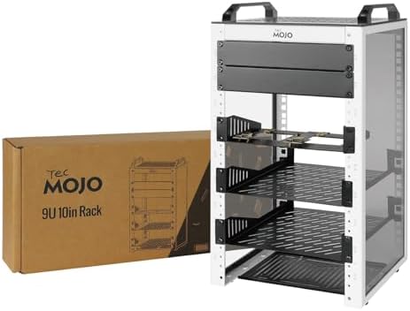 Tecmojo 9U Network Rack, 10 inch Mini Server Rack with 2 Side Translucent Panels & 2 Top Handles, 7.87 inch Deep, for 10 inch IT Equipment & A/V Devices, White by Tecmojo