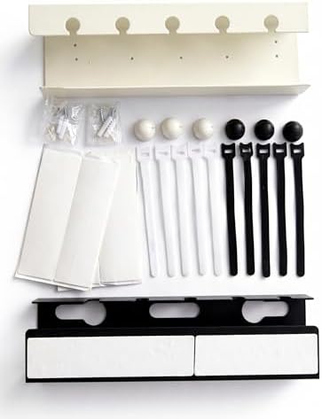 Under Desk Cable Management Tray No Drill, Cord Organizer for Desk, Wire Organizer, Cable Tray for Home Office Standing Desk, Wire Managment, Cord Hider, Set of 2 pcs (1 Black & 1 White) - Image 7