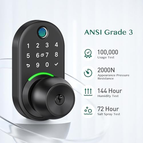 Keypad Smart Door Knob Lock, Yamiry Fingerprint Keyless Entry Handle Lock - Image 3