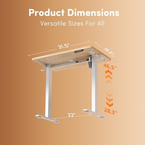 FEZIBO 32" Small Electric Standing Desk Height Adjustable Desk, Maple - Image 3