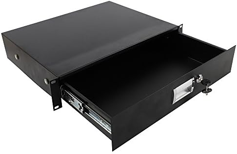 2U Server Cabinet Case 19 Inch Rack Mount Lockable Drawer with Key, Server Cabinet Case 19 Inch Rack Mount DJ Locking Lockable Deep Drawer with Key, Rack Mount Drawer for 19-Inch Server Cabinet Case by Unknown
