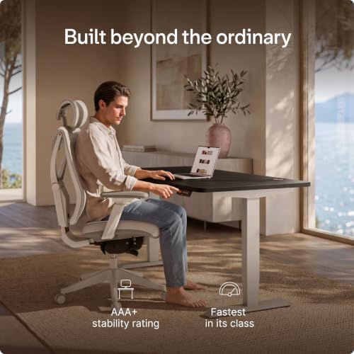 Desktronic HomePro Standing Desk 60x30 — Made in Europe, Ergonomic Sit Stand Home Office Desk, Electric Height Adjustable, Dual Motor, USB & USB-C Charging, Wobble-Free, Touchscreen, 3 Memory Presets - Image 2